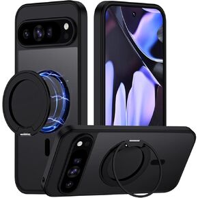 for Google Pixel 9 Pro XL Case, [Compatible with MagSafe], Dual-Side Magnetic Ring Holder,Adjustable Kickstand,Military Grade Drop Tested, Translucent Matte Phone Case333
