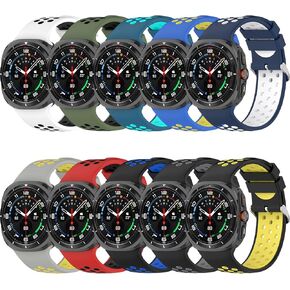 10 Pack Band Compatible for Samsung Galaxy Watch Ultra 47mm, Soft Silicone Watch Band for Galaxy Watch 7 Ultra, Women Men Replacement Sport Strap