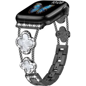Bands Compatible with Apple Watch Band for Women 38mm 40mm 41mm 42mm 44mm 45mm 46mm 49mm, Bling Bracelet Designer Dressy Clover for iWatch Band Series SE Ultra 10 9 8 7 6 5 4 3 (Starlight) in Kuwait