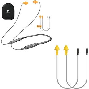 MIPEACE Bluetooth Earplug Headphones with 2 Replacement Earbuds Cables (Grey & Yellow) 29dB Noise Reduction Safety, Neckband Design, 19+ Hour Battery, Includes for Lawn Mowing, DIY, and Work
