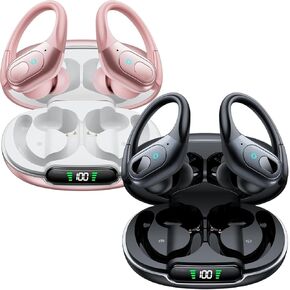 occiam Wireless Earbuds Bluetooth Headphones 90H Playback Sport Ear Buds with Earhook Rose Gold and Black