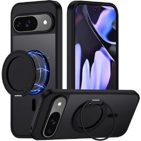 لحالة Google Pixel 9 Pro XL ، [متوافقة مع Magsafe] ، حامل حلقة مغناطيسي ثنائية الجانب ، كيكستاند قابل للتعديل ، إسقاط من الدرجة العسكرية ، حالة الهاتف غير اللامع الشفافة 333 in Kuwait