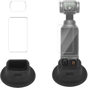 BOXOB Silicone Non-Slip Mount Stand for DJI Osmo Pocket 3, Silicone Support Base Desktop Mount Tempered Glass LCD Display Film Lens Protector Accessories for DJI Osmo Pocket 3