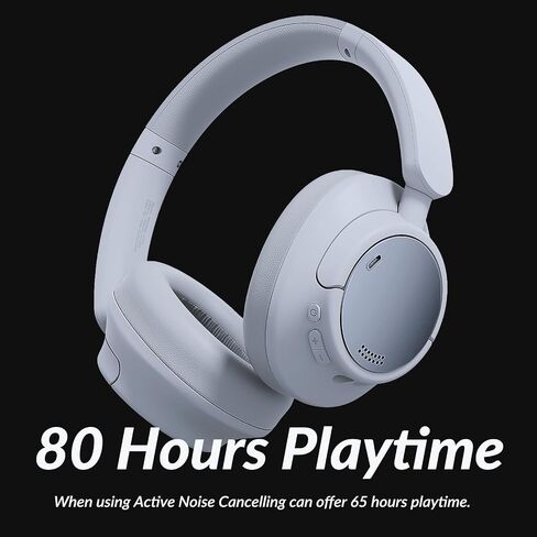 H7Pro Bluetooth Headphones with -45dB Hybrid Active Noise Cancelling, 80H Playtime Wireless Over-Ear Headphones, Immersive Deep Bass Stereo, 4-Mic ENC Clear Calls, Personalized Comfort, Black in Saudi Arabia