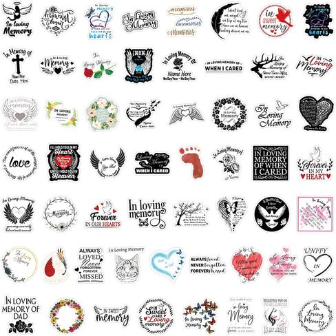 55pcs في ملصقات الذاكرة المحبة ملصقات مقاوم للماء فينيل الكلمات التذكارية كلمات نصية لكؤوس الهاتف محمول لركوب الدراجات وأكثر (ذاكرة محبة) in Kuwait