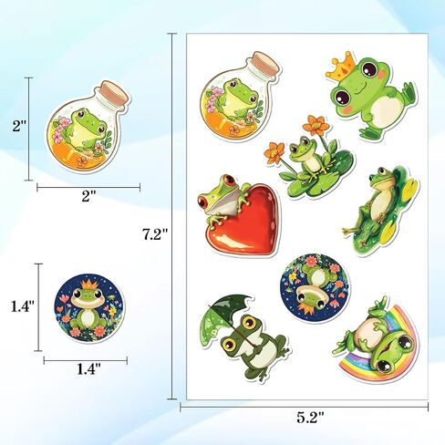 100pcs Cute Frog Stickers Waterproof Decals for Water Bottles Laptop Luggage Computer Scrapbooking Teens Adults Girls Funny Party Birthday Decorations in Kuwait