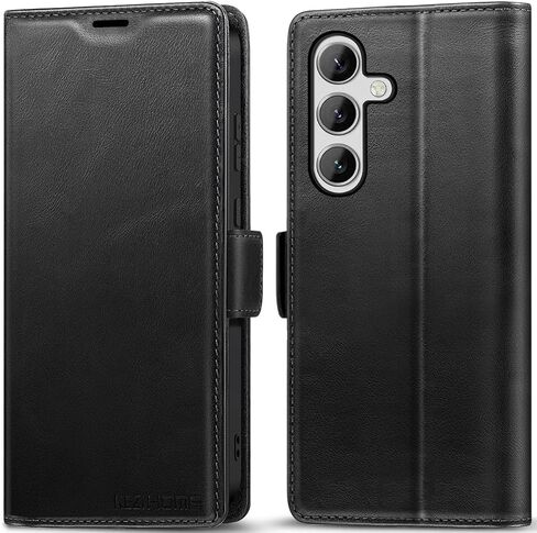 KEZiHOME Wallet Case for Samsung S25, Genuine Leather RFID Blocking Galaxy S25 Case with Card Slots, Magnetic Kickstand Phone Flip Cover Compatible with Samsung Galaxy S25 (Black) in Saudi Arabia