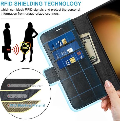 KEZiHOME Wallet Case for Samsung S25, Genuine Leather RFID Blocking Galaxy S25 Case with Card Slots, Magnetic Kickstand Phone Flip Cover Compatible with Samsung Galaxy S25 (Black) in Saudi Arabia