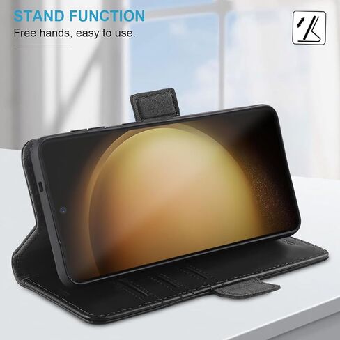 KEZiHOME Wallet Case for Samsung S25, Genuine Leather RFID Blocking Galaxy S25 Case with Card Slots, Magnetic Kickstand Phone Flip Cover Compatible with Samsung Galaxy S25 (Black) in Saudi Arabia