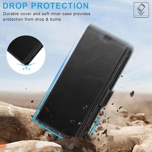 KEZiHOME Wallet Case for Samsung S25, Genuine Leather RFID Blocking Galaxy S25 Case with Card Slots, Magnetic Kickstand Phone Flip Cover Compatible with Samsung Galaxy S25 (Black) in Saudi Arabia