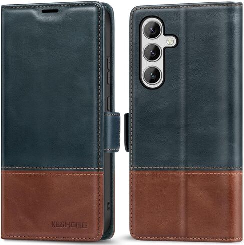 KEZiHOME Wallet Case for Samsung S25, Genuine Leather RFID Blocking Galaxy S25 Case with Card Slots, Magnetic Kickstand Phone Flip Cover Compatible with Samsung Galaxy S25 (Black) in Saudi Arabia