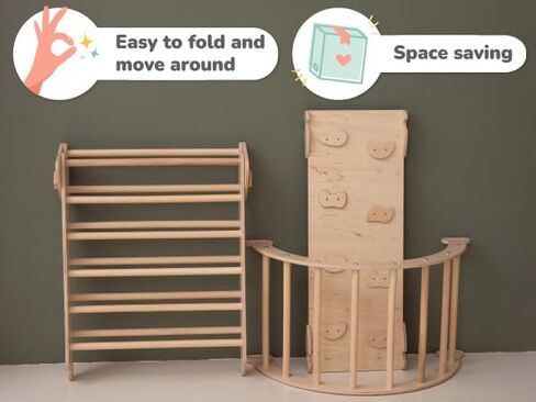 WoodandHearts Set of three items Wooden toys Climbing triangle Montessori Wooden toys Triangle with ramp Activity gym Climbing triangle set (Standard size) in Kuwait