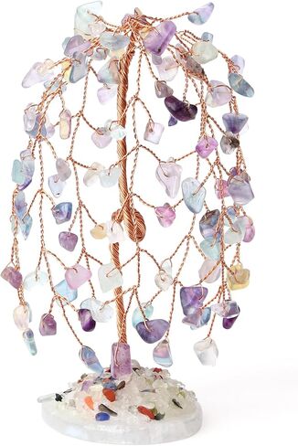 YATOJUZI Crystal Tree of Life Red Jasper Feng Shui Money Tree with Agate Base Copper Wire Wrapped Natural Crystals Gemstones Tree Red Decor for Home Office Desk Decorations Gifts for Women Men in Kuwait
