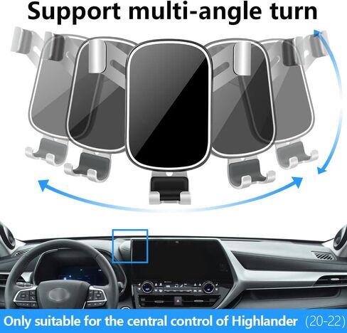 حامل هاتف سيارة LUNQIN لسيارة 2014-2019 Toyota Highlander [هواتف كبيرة مع حافظة صديقة للحافظة] ملحقات السيارات قوس الملاحة الديكور الداخلي للهاتف المحمول مرآة جبل in Kuwait