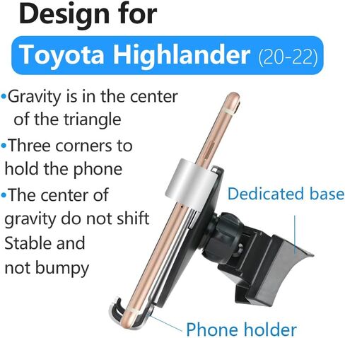 حامل هاتف سيارة LUNQIN لسيارة 2014-2019 Toyota Highlander [هواتف كبيرة مع حافظة صديقة للحافظة] ملحقات السيارات قوس الملاحة الديكور الداخلي للهاتف المحمول مرآة جبل in Kuwait
