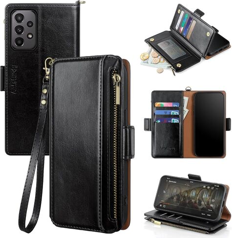 Atsturdy متوافق مع Samsung Galaxy A23 5G Case Wallet مع حاملات البطاقة نساء Men Phone Case Flocking Pu Leather Flip Cover مع فتحات بطاقة ائتمان حزام ، Red Red in Kuwait
