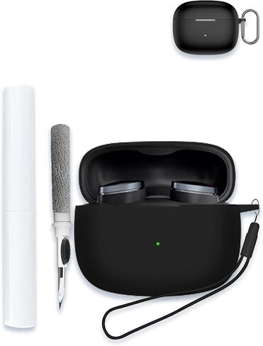 Case for Bowers & Wilkins Pi8 Wireless Earbuds in-Ear Bluetooth Earphones, Soft Silicone Protective Portable Scratch Shock Resistant Shell with Cleaner Kit & Carabiner & Lanyard，Black in Kuwait