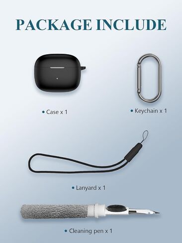 Case for Bowers & Wilkins Pi8 Wireless Earbuds in-Ear Bluetooth Earphones, Soft Silicone Protective Portable Scratch Shock Resistant Shell with Cleaner Kit & Carabiner & Lanyard，Black in Kuwait