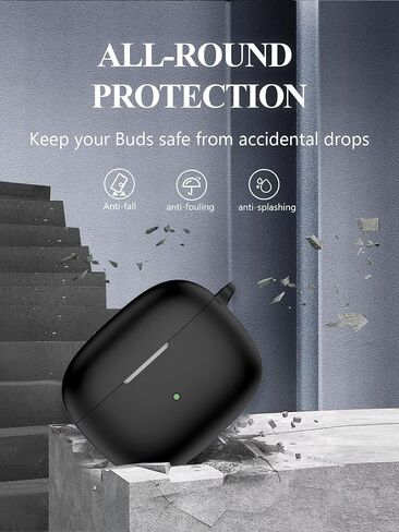 Case for Bowers & Wilkins Pi8 Wireless Earbuds in-Ear Bluetooth Earphones, Soft Silicone Protective Portable Scratch Shock Resistant Shell with Cleaner Kit & Carabiner & Lanyard，Black in Kuwait