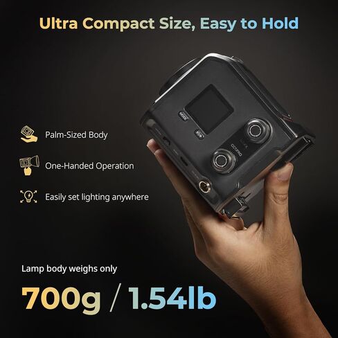 SmallRig RC 100B COB Video Light with Handle, Bi-Colour Video Light 2700K-6500K, Type-C PD Fast Charging, Built-in Battery Plate, App Control for Photography and Photo Studio, Mobile Version - 4894 in Kuwait