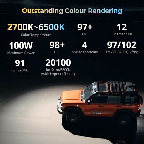 SmallRig RC 100B COB Video Light with Handle, Bi-Colour Video Light 2700K-6500K, Type-C PD Fast Charging, Built-in Battery Plate, App Control for Photography and Photo Studio, Mobile Version - 4894 in Kuwait