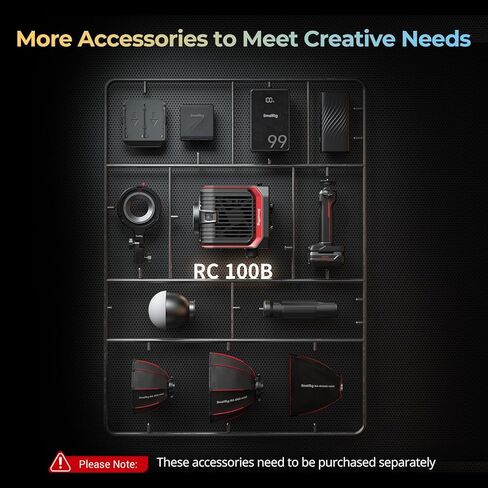 SmallRig RC 100B COB Video Light with Handle, Bi-Colour Video Light 2700K-6500K, Type-C PD Fast Charging, Built-in Battery Plate, App Control for Photography and Photo Studio, Mobile Version - 4894 in Kuwait