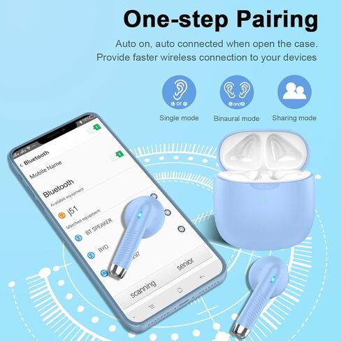 Wireless Earbuds, Bluetooth 5.3 Headphones in Ear with Noise Cancelling Mic, Bluetooth Earbuds Stereo Bass, IP7 Waterproof Sports Earphones, 32H Playtime USB C Charging Ear Buds Yellow for Android iOS in Kuwait