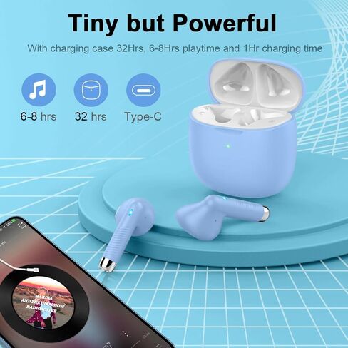 Wireless Earbuds, Bluetooth 5.3 Headphones in Ear with Noise Cancelling Mic, Bluetooth Earbuds Stereo Bass, IP7 Waterproof Sports Earphones, 32H Playtime USB C Charging Ear Buds Yellow for Android iOS in Kuwait