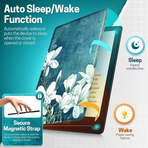 TNP Case for Kindle Paperwhite 12th Generation 2024 / Kindle Colorsoft Signature Edition - 7" PU Leather Protective Folio Cover for Kindle Paperwhite Kids with Auto Sleep/Wake, Composition Book Pink in Saudi Arabia