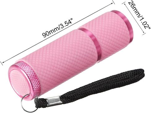 PATIKIL 9 LED Glow in Dark Flashlights, 2 Pcs Mini Aluminum Flashlight Rubber Coated Flashlight with Strap for Camping, Hiking, Party, Pink in Kuwait