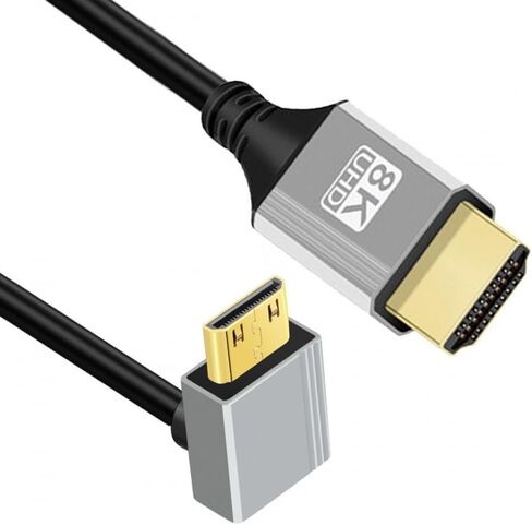 Cy 90 درجة يمين الزاوية Mini HDMI 2.1 Ultra Thin HDTV Cable 8K 4K Hyper Super Super Slim Type-A to type-C للكاميرا HDTV 50 سم in Kuwait