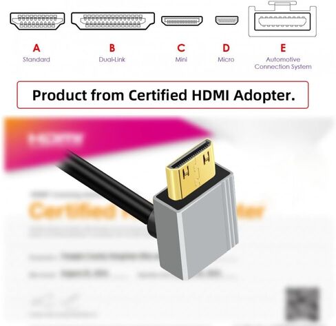 Cy 90 درجة يمين الزاوية Mini HDMI 2.1 Ultra Thin HDTV Cable 8K 4K Hyper Super Super Slim Type-A to type-C للكاميرا HDTV 50 سم in Kuwait