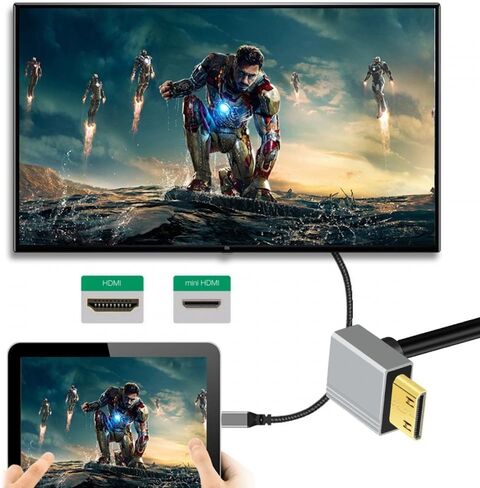 Cy 90 درجة يمين الزاوية Mini HDMI 2.1 Ultra Thin HDTV Cable 8K 4K Hyper Super Super Slim Type-A to type-C للكاميرا HDTV 50 سم in Kuwait