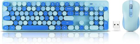 Wireless Keyboard and Mouse Combo, Full Size Compact Quiet Wireless Keyboard and Mouse Set 2.4G Ultra-Thin Sleek Design for Windows, Computer, Desktop, PC, Notebook, Laptop,Round Keys Black in Kuwait