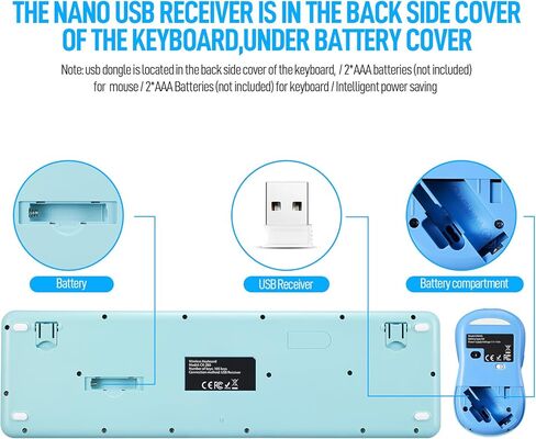Wireless Keyboard and Mouse Combo, Full Size Compact Quiet Wireless Keyboard and Mouse Set 2.4G Ultra-Thin Sleek Design for Windows, Computer, Desktop, PC, Notebook, Laptop,Round Keys Black in Kuwait