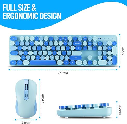 Wireless Keyboard and Mouse Combo, Full Size Compact Quiet Wireless Keyboard and Mouse Set 2.4G Ultra-Thin Sleek Design for Windows, Computer, Desktop, PC, Notebook, Laptop,Round Keys Black in Kuwait