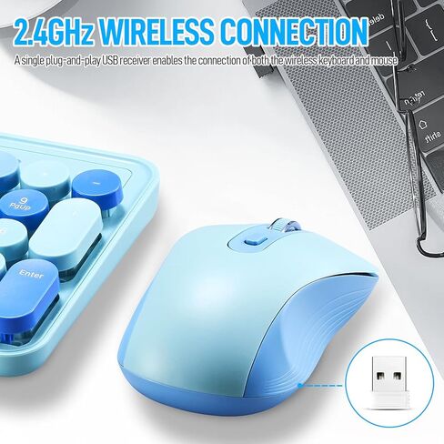 Wireless Keyboard and Mouse Combo, Full Size Compact Quiet Wireless Keyboard and Mouse Set 2.4G Ultra-Thin Sleek Design for Windows, Computer, Desktop, PC, Notebook, Laptop,Round Keys Black in Kuwait