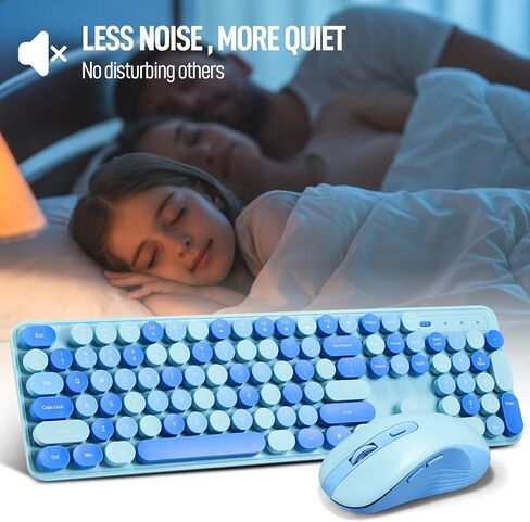 Wireless Keyboard and Mouse Combo, Full Size Compact Quiet Wireless Keyboard and Mouse Set 2.4G Ultra-Thin Sleek Design for Windows, Computer, Desktop, PC, Notebook, Laptop,Round Keys Black in Kuwait