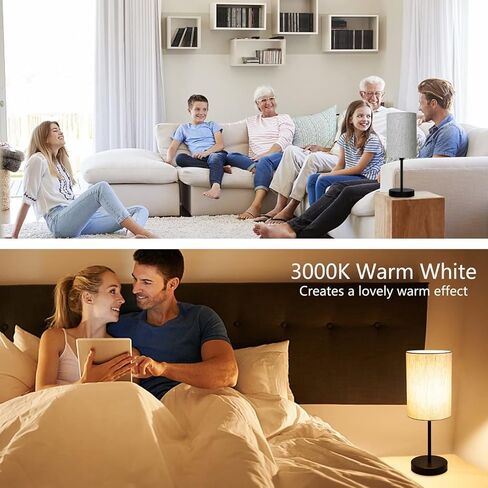 Small Table Lamp, Bedside Table Lamp for Bedroom, Lamp for Nightstand with Linen Fabric Shade, Minimalist Modern Desk Lamp for Living Room Office Dorm Kids Room in Kuwait