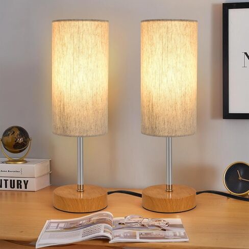 Small Table Lamp, Bedside Table Lamp for Bedroom, Lamp for Nightstand with Linen Fabric Shade, Minimalist Modern Desk Lamp for Living Room Office Dorm Kids Room in Kuwait