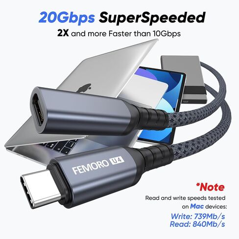 كابل امتداد USB C 3ft ، Thunderbolt 4 Extender [8k/20gbps/240w] ، 4K@144Hz عرض USBC ذكرًا إلى سلك أنثى ، نقل سريع للسرعة USB-C لـ USB4 MacBook Pro/Air PSVR2 IMAC Macmini هاتف in Kuwait
