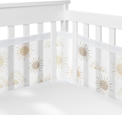 Sweet Jojo Designs + BreathableBaby Vintage Boho Sun Boy Girl Gender Neutral Breathable Mesh Crib Liner Baby Infant Rust Orange White Bohemian Sky Desert Sunshine Nature Minimalist Retro in Saudi Arabia