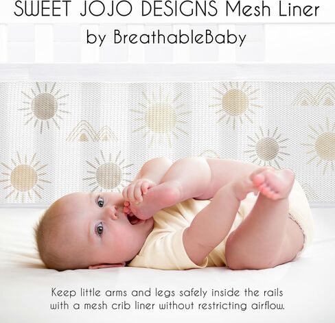 Sweet Jojo Designs + BreathableBaby Vintage Boho Sun Boy Girl Gender Neutral Breathable Mesh Crib Liner Baby Infant Rust Orange White Bohemian Sky Desert Sunshine Nature Minimalist Retro in Saudi Arabia