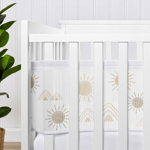 Sweet Jojo Designs + BreathableBaby Vintage Boho Sun Boy Girl Gender Neutral Breathable Mesh Crib Liner Baby Infant Rust Orange White Bohemian Sky Desert Sunshine Nature Minimalist Retro in Saudi Arabia