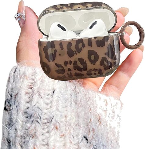 for AirPods Pro 2 & Pro 1 Case Aesthetic Tortoise Shell Cute Cool Leopard Design Shockproof Keychain Cover for Airpods Pro Girls Woman-Brown Leopard in Saudi Arabia