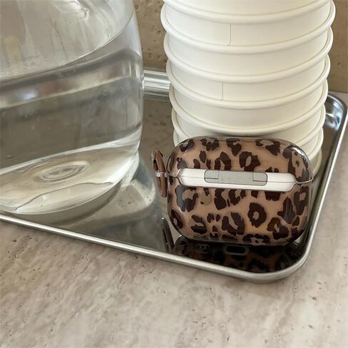 for AirPods Pro 2 & Pro 1 Case Aesthetic Tortoise Shell Cute Cool Leopard Design Shockproof Keychain Cover for Airpods Pro Girls Woman-Brown Leopard in Saudi Arabia