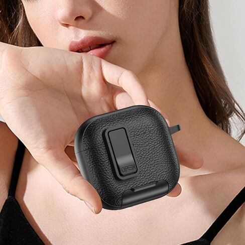 for AirPods 4 Case Cover with Lock, Compatible with Magsafe, Charging Port Dust-Proof & Stand Design with Cleaning Kit Full-Body Shockproof Protective Cover for AirPods 4 (Black) in Kuwait