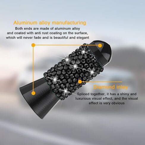 Bling Car Bullet Antenna, Crystal Rhinestone Automotive Radio Antenna for FM AM, Sparkling Vehicle Exterior Accessories for Women Girls, Universal for RV, SUV, Truck (Black) in Kuwait