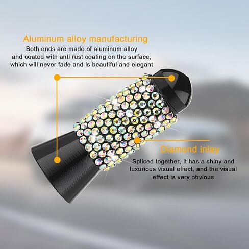 Bling Car Bullet Antenna, Crystal Rhinestone Automotive Radio Antenna for FM AM, Sparkling Vehicle Exterior Accessories for Women Girls, Universal for RV, SUV, Truck (Black) in Kuwait