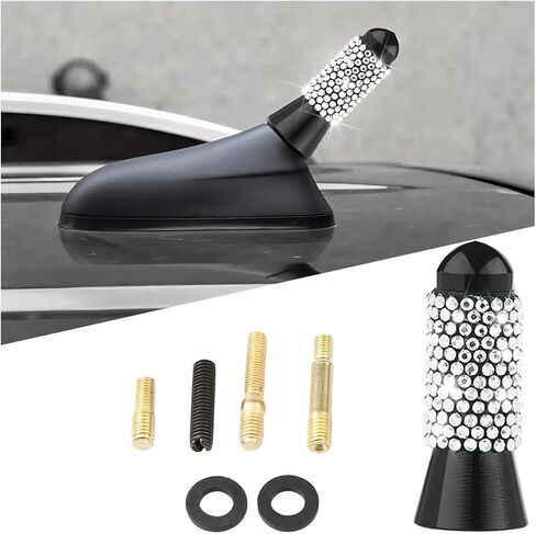 هوائي Bling Car Bullet ، هوائي راديو Crystal Rhinestone Automotive لـ FM AM ، الإكسسوارات الخارجية للمركبات الفارقة للنساء ، Universal for RV ، SUV ، Truck (Black) in Saudi Arabia